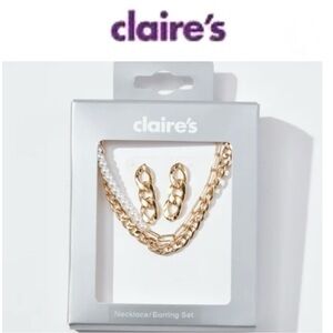 CLAIRE’S Chain and Pearl Layering Mixed Jewelry 3-Piece set NWT